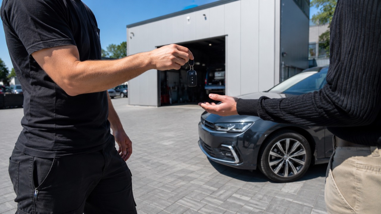 Schlüsselübergabe für Ersatzwagen und Mobilitätsservice